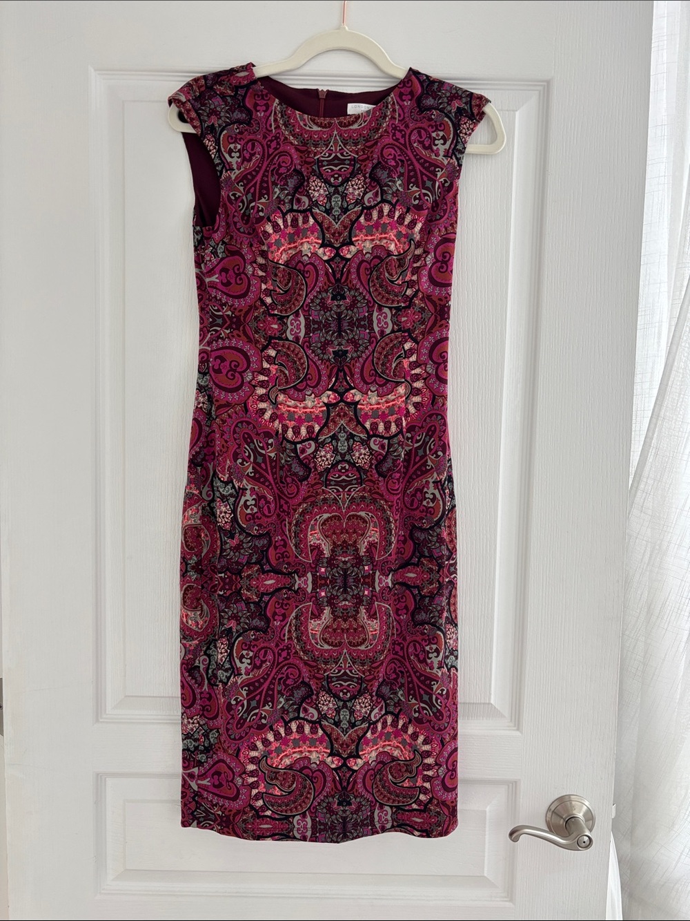 London Times Pink Paisley Midi Sheath Dress